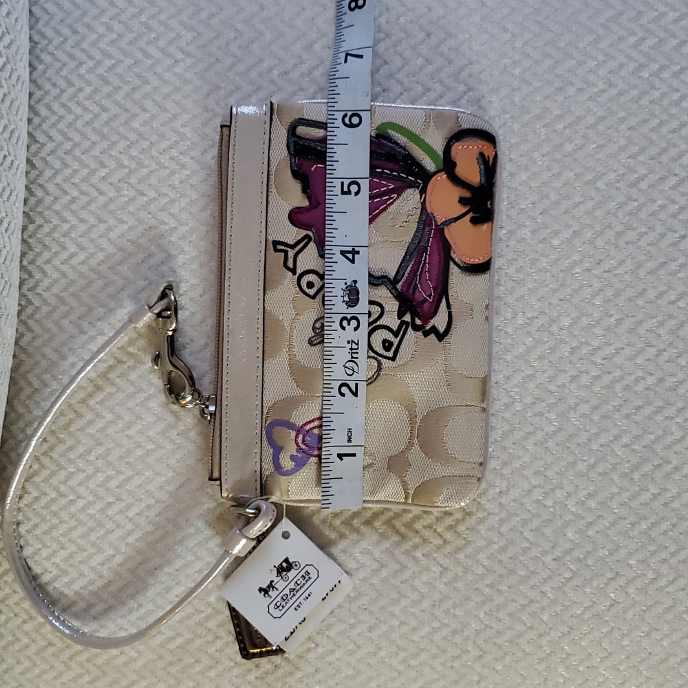Coach Poppy Butterfly Appliqué Wristlet - Picture 9 of 17